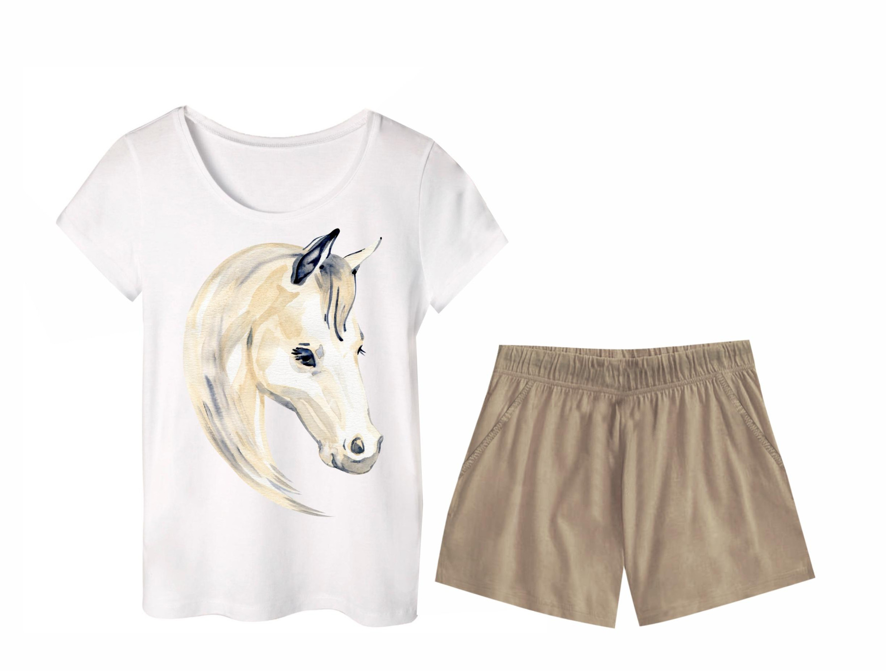 PAJAMAS-T-SHIRT "LINDA" -  HORSE pat. 2 - sewing set