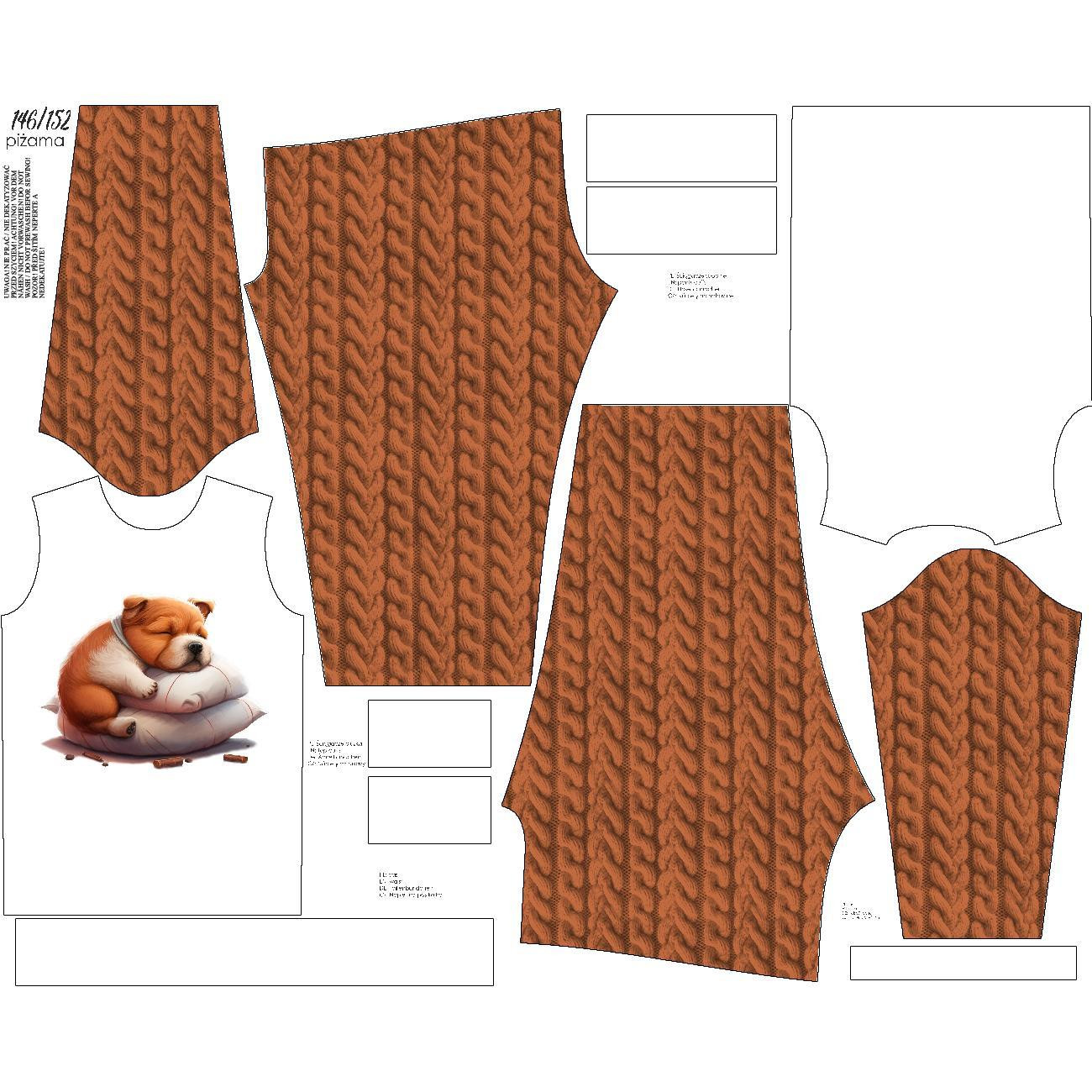 CHILDREN'S PAJAMAS " MIKI" - SLEEPING DOG - sewing set (146/152)