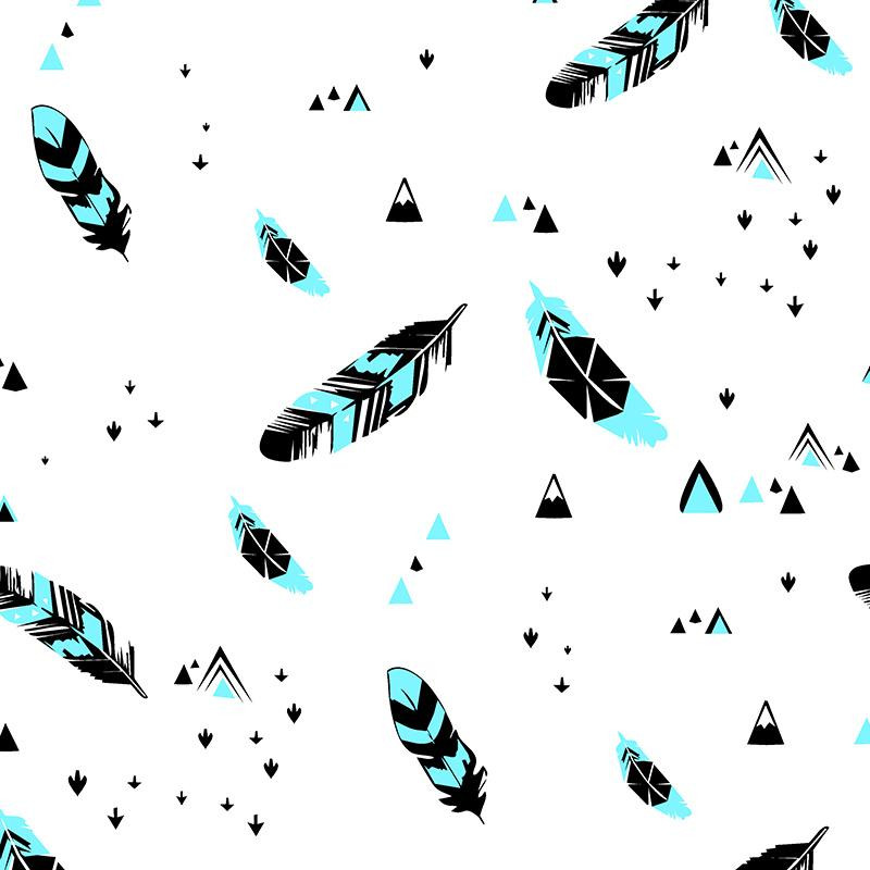 FEATHERS AQUA / white - single jersey with elastane TE210