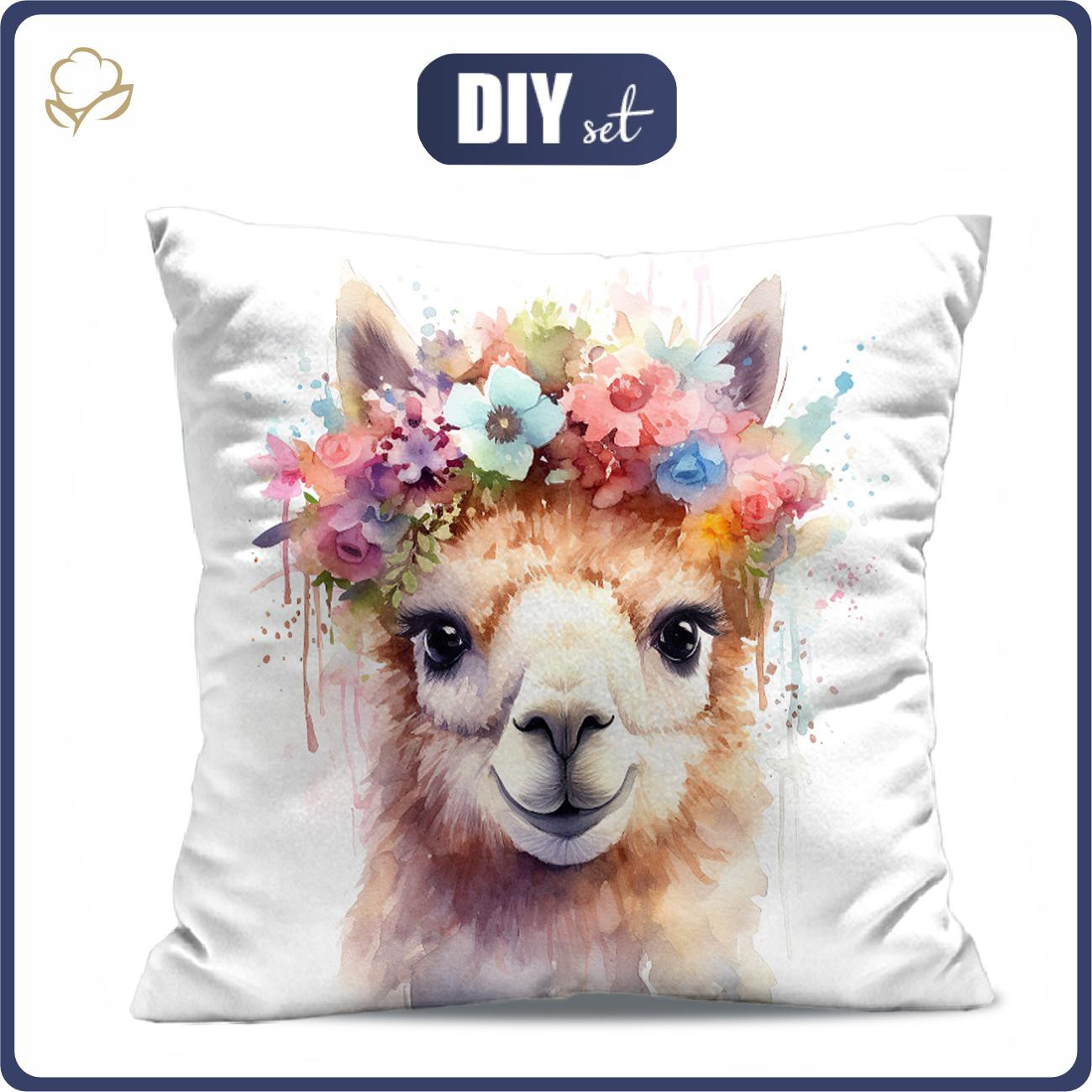 PILLOW 45X45 - WATERCOLOR LAMA - sewing set