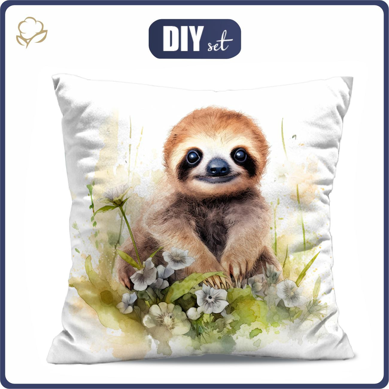 PILLOW 45X45 - WATERCOLOR SLOTH PAT. 1 - sewing set