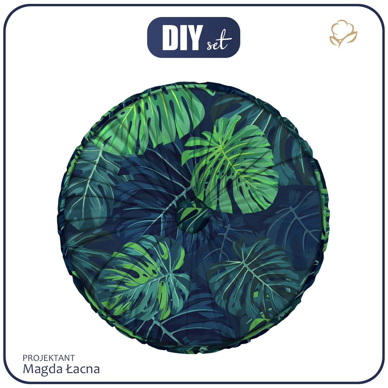 DECORATIVE CUSHION - MONSTERA 2.0 / navy - sewing set