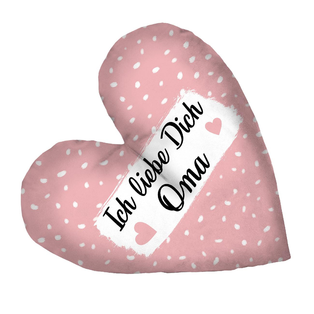 DECORATIVE PILLOW HEART - Ich liebe Dich Oma / pink