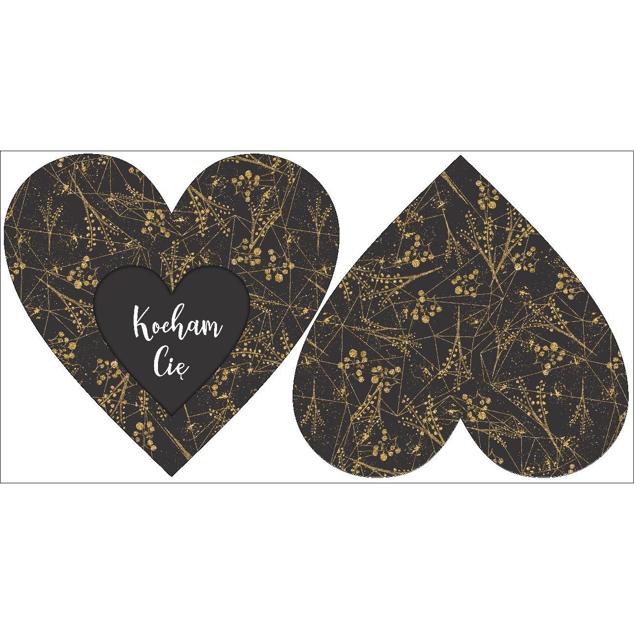 DECORATIVE PILLOW HEART - KOCHAM CIĘ / LEAVES pat. 12 (gold) 