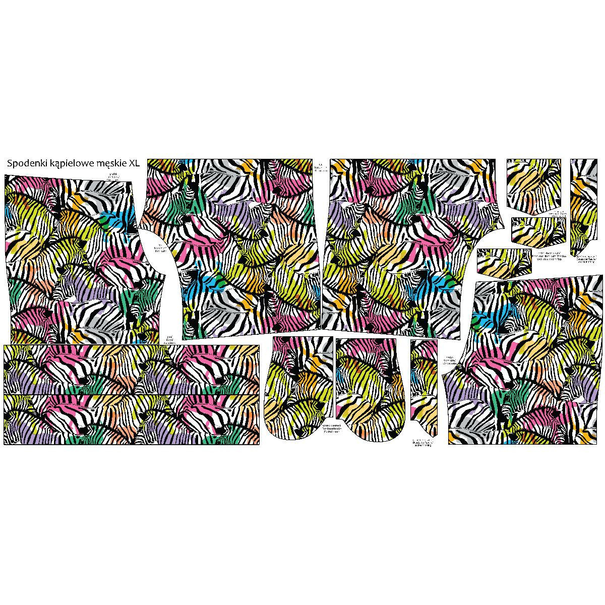 Men's swim trunks - RAINBOW ZEBRAS no. 2 - sewing set