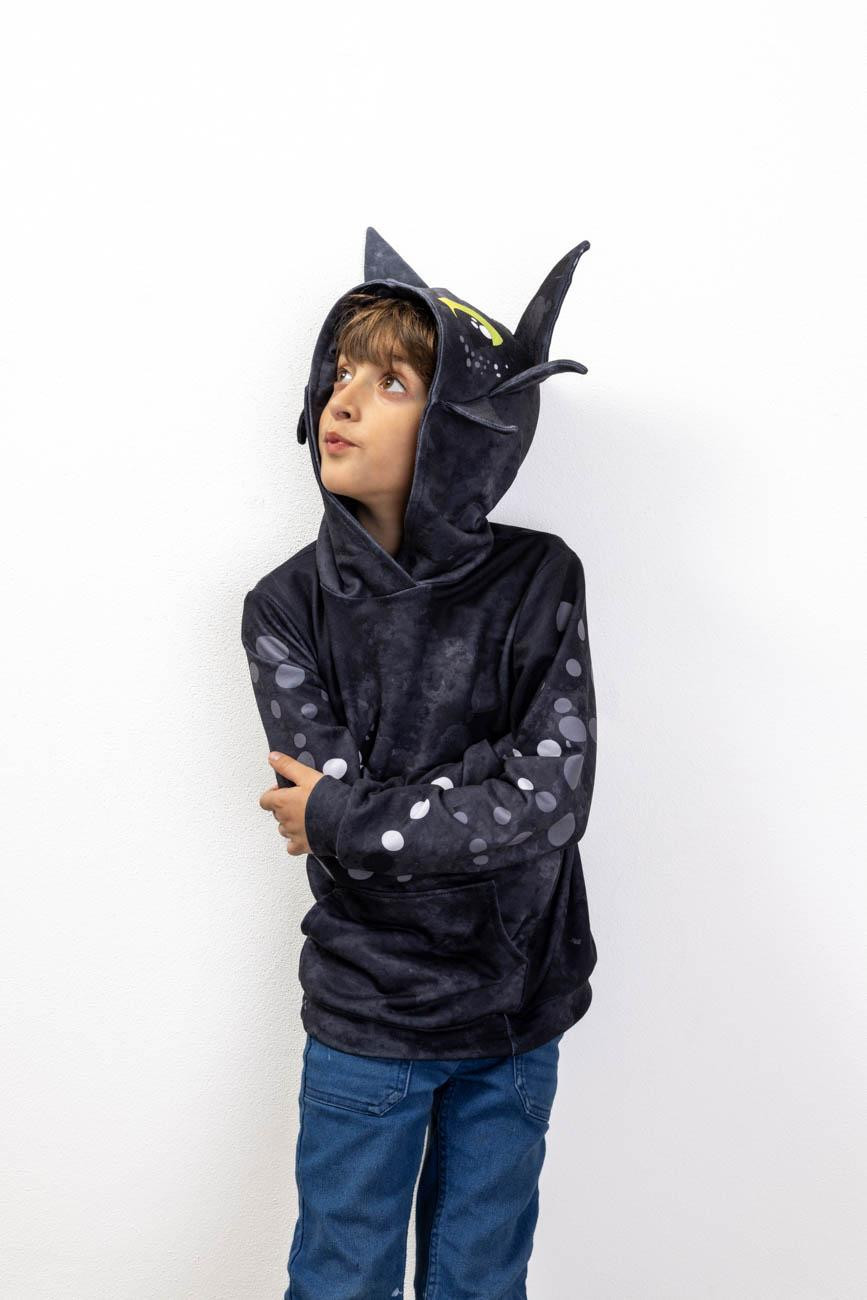 KID'S HOODIE (PARIS) - BLACK DRAGON - sewing set