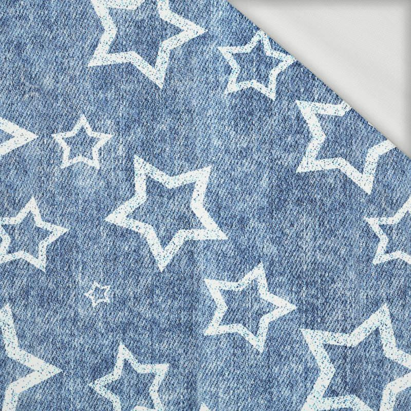 WHITE STARS (CONTOUR) / vinage look jeans dark blue - looped knit fabric