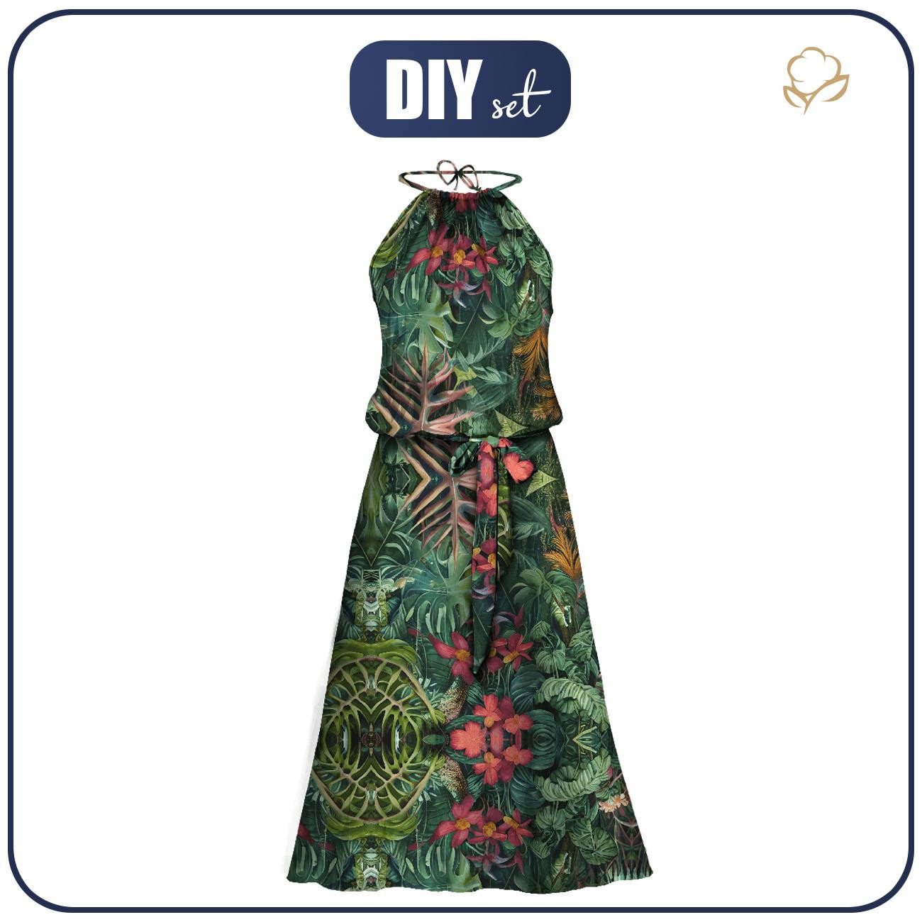 DRESS "DALIA" MAXI - WILD JUNGLE pat. 1 - sewing set