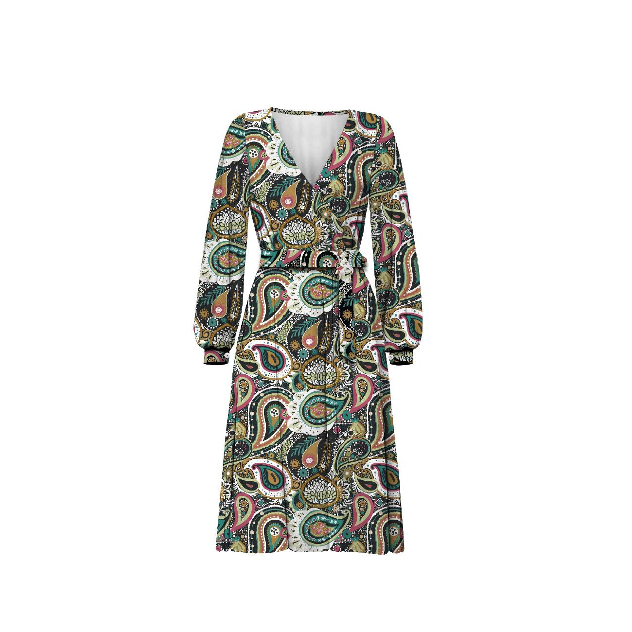 WRAP MIDI DRESS (BIANCA) - PAISLEY pat. 4 - sewing set