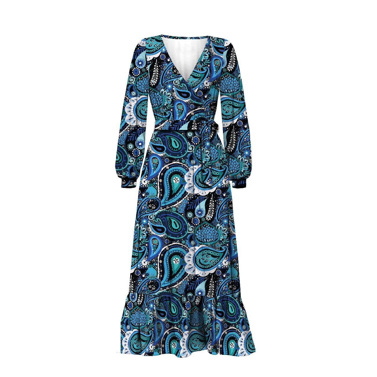 WRAP FLOUNCED DRESS (ABELLA) - Paisley pattern no. 5 - sewing set