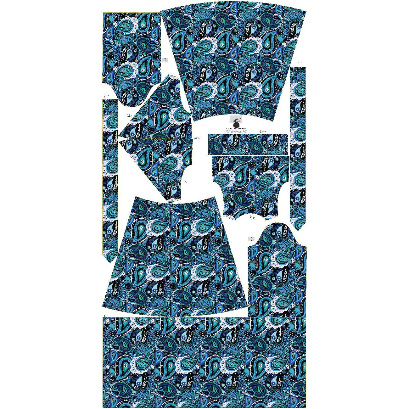 WRAP FLOUNCED DRESS (ABELLA) - Paisley pattern no. 5 - sewing set
