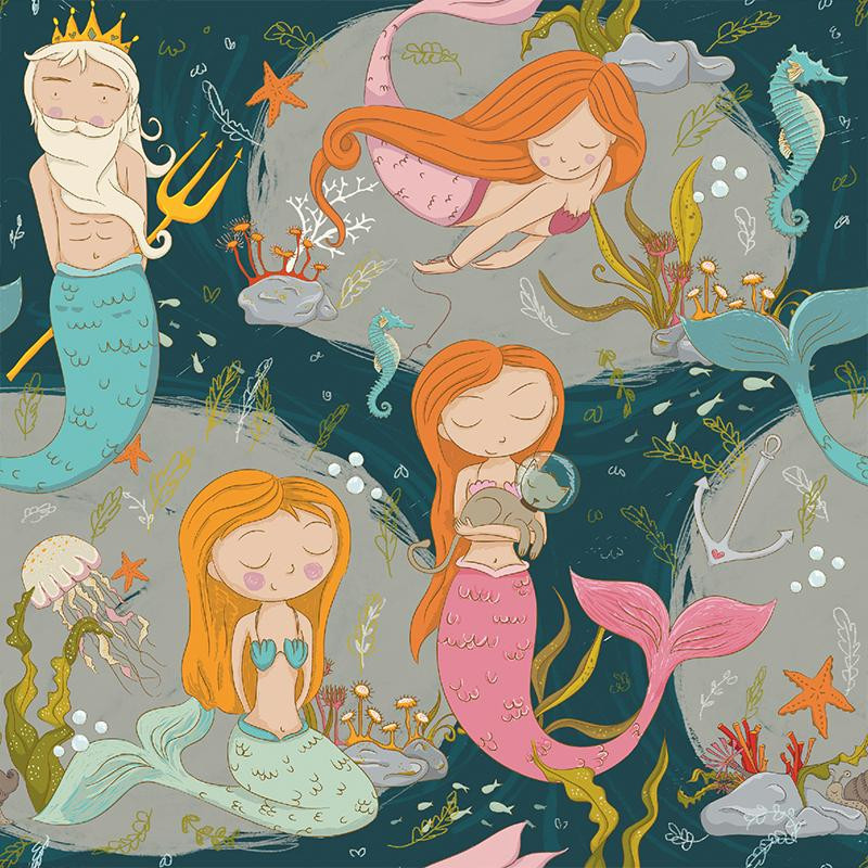 MERMAIDS - Cotton woven fabric