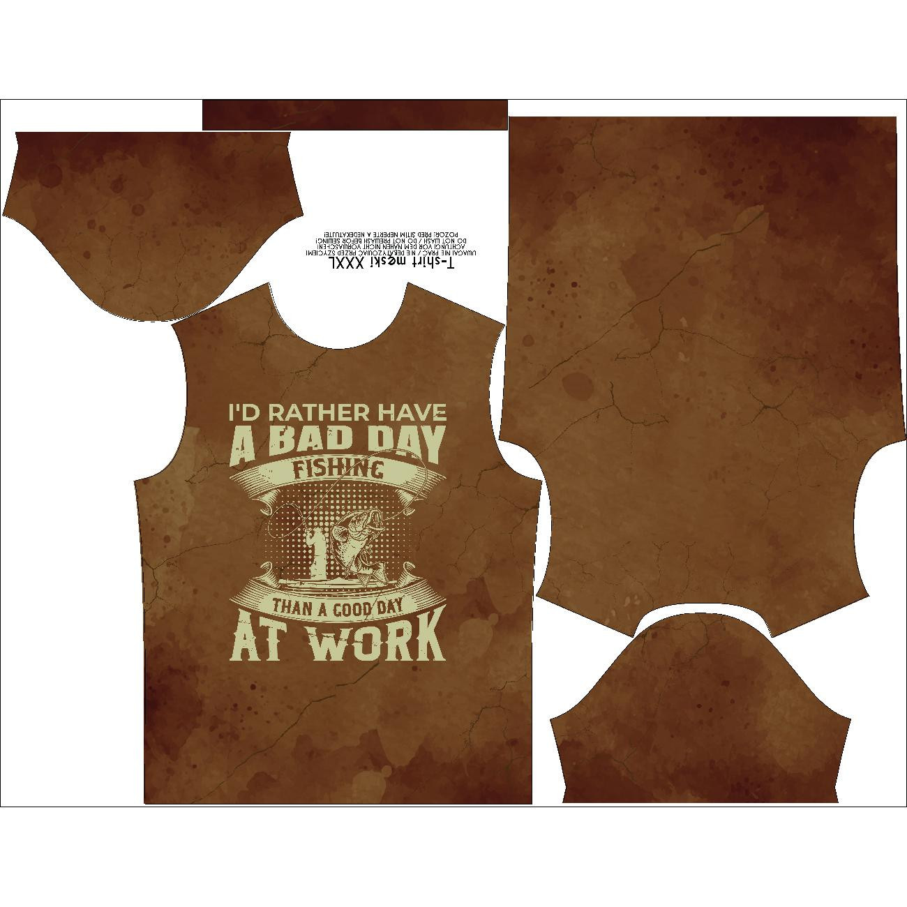 MEN’S T-SHIRT - FISHING / brown - sewing set