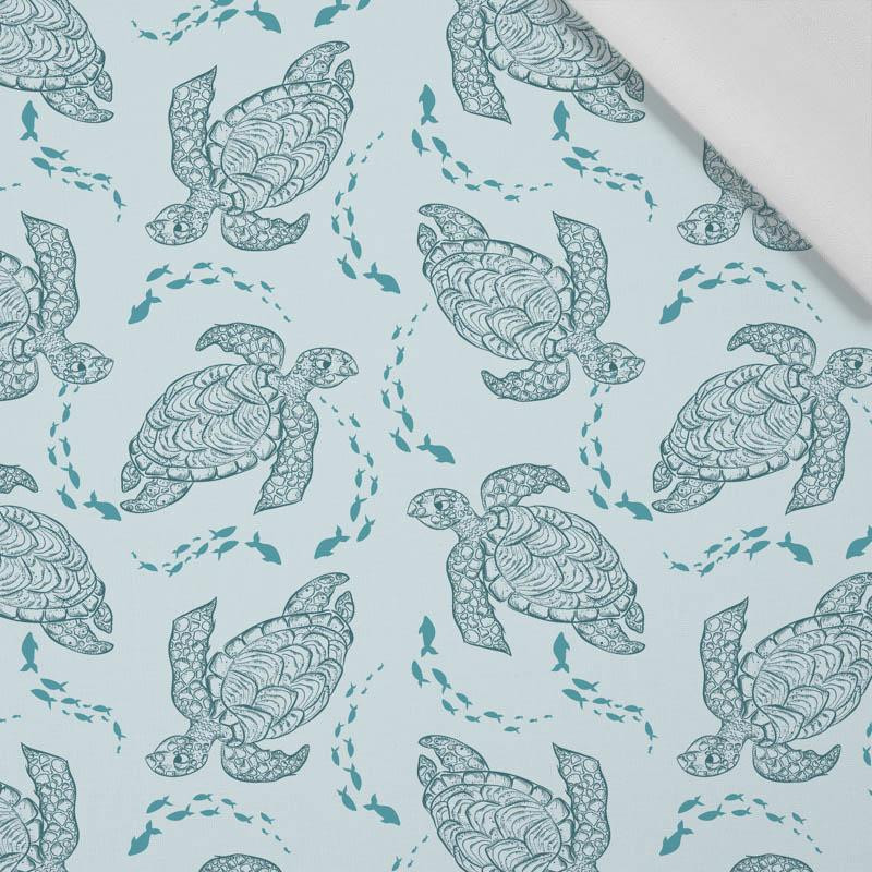 TURTLES AND SHOAL (BLUE PLANET) - Cotton woven fabric