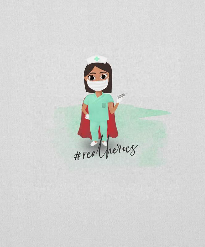 NURSE pat. 1 (REAL HEROES) / acid  - SINGLE JERSEY PANEL 