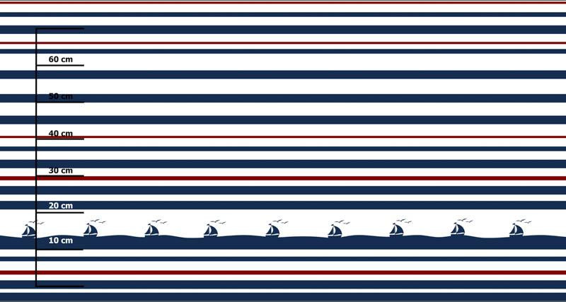 SHIPS / stripes (marine) - SINGLE JERSEY PANEL 