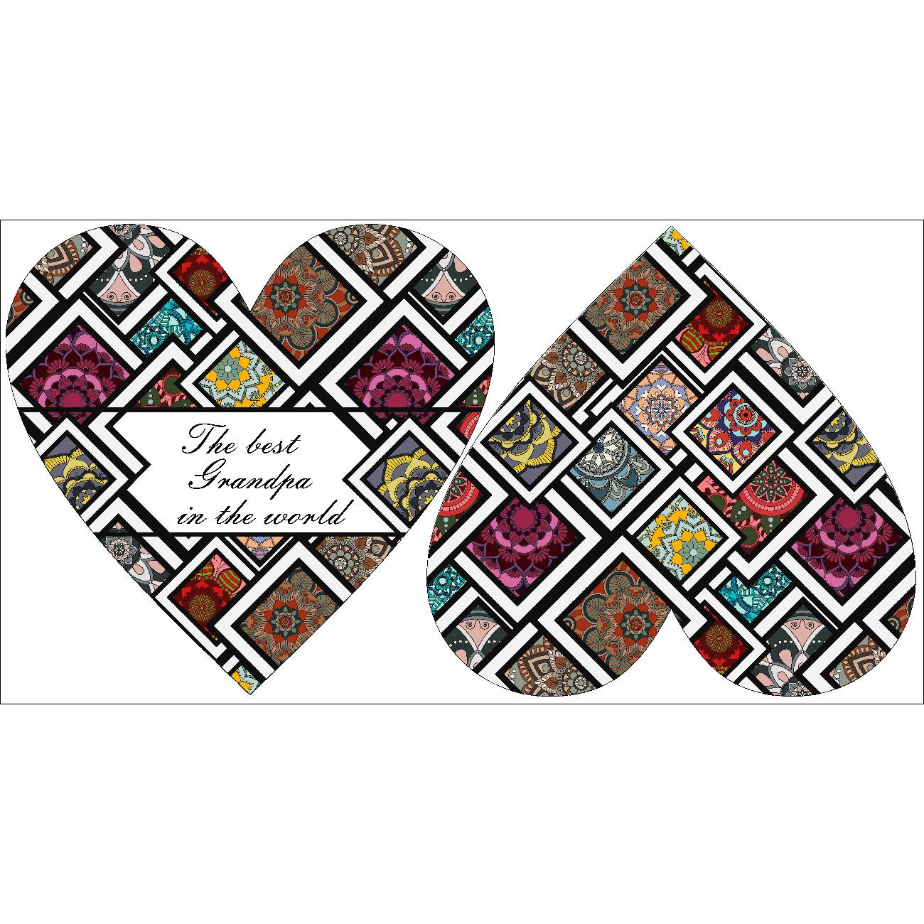 DECORATIVE PILLOW HEART - The Best Grandpa in the World / STAINED GLASS