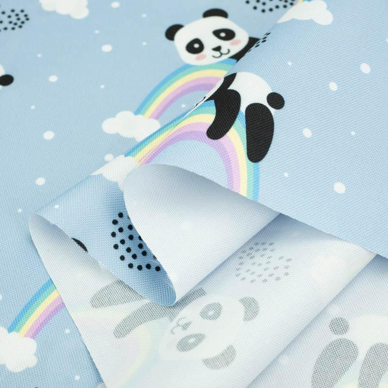 PANDA ON A RAINBOW - Waterproof woven fabric