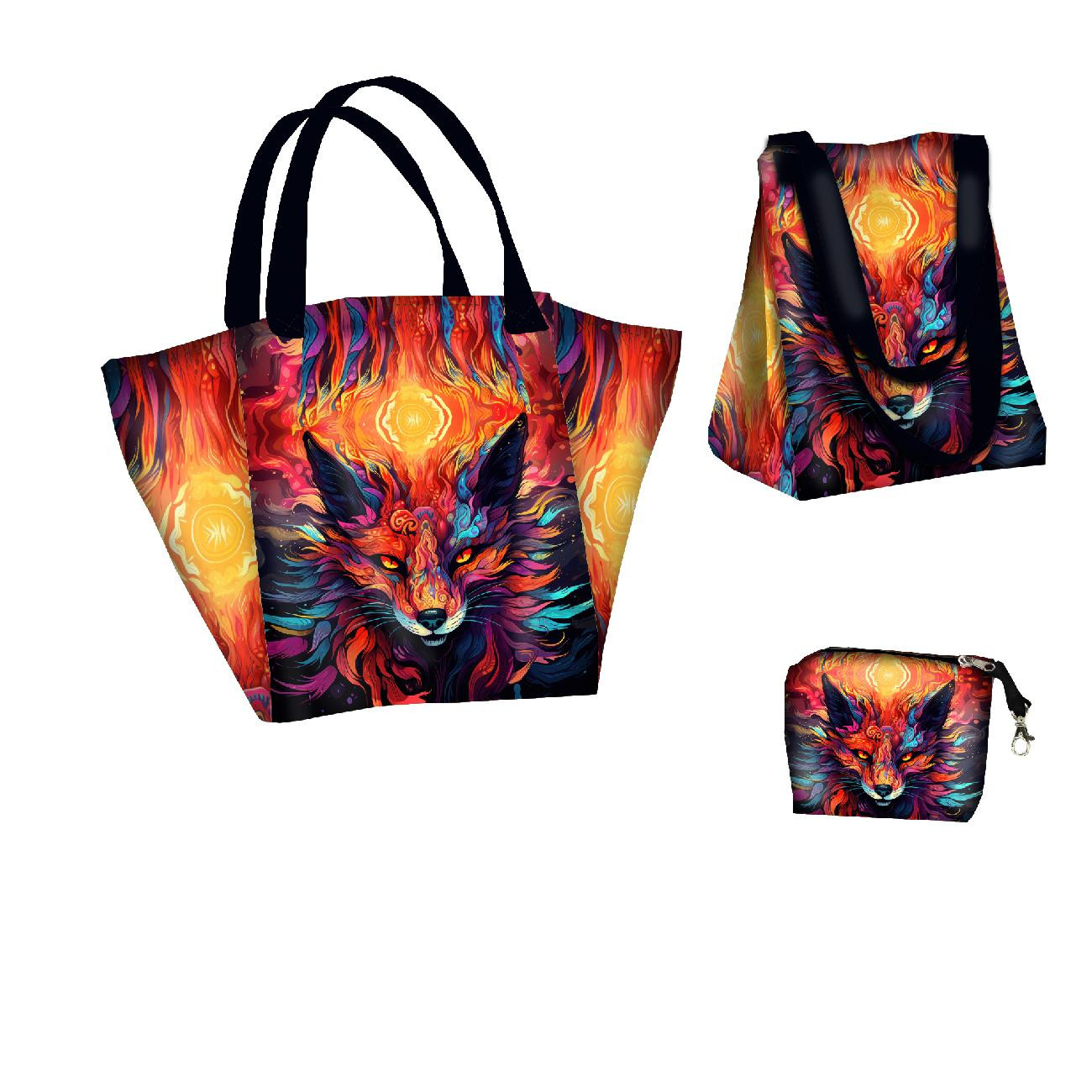 XL bag with in-bag pouch 2 in 1 - COLORFUL FOX - sewing set