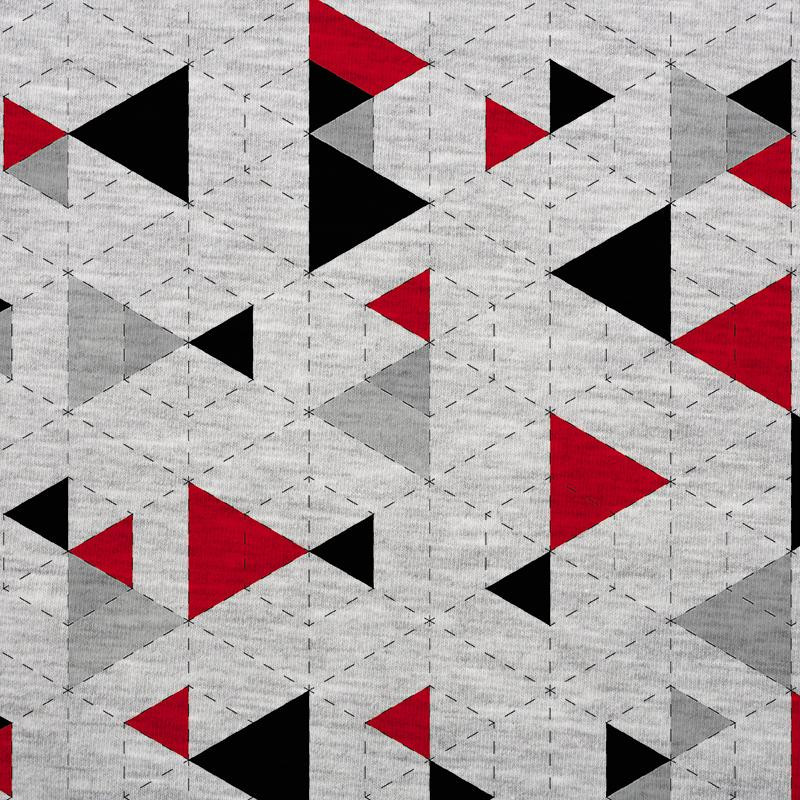 GEOMETRIC TRIANGLES RED 2 / melange - looped knit SP250