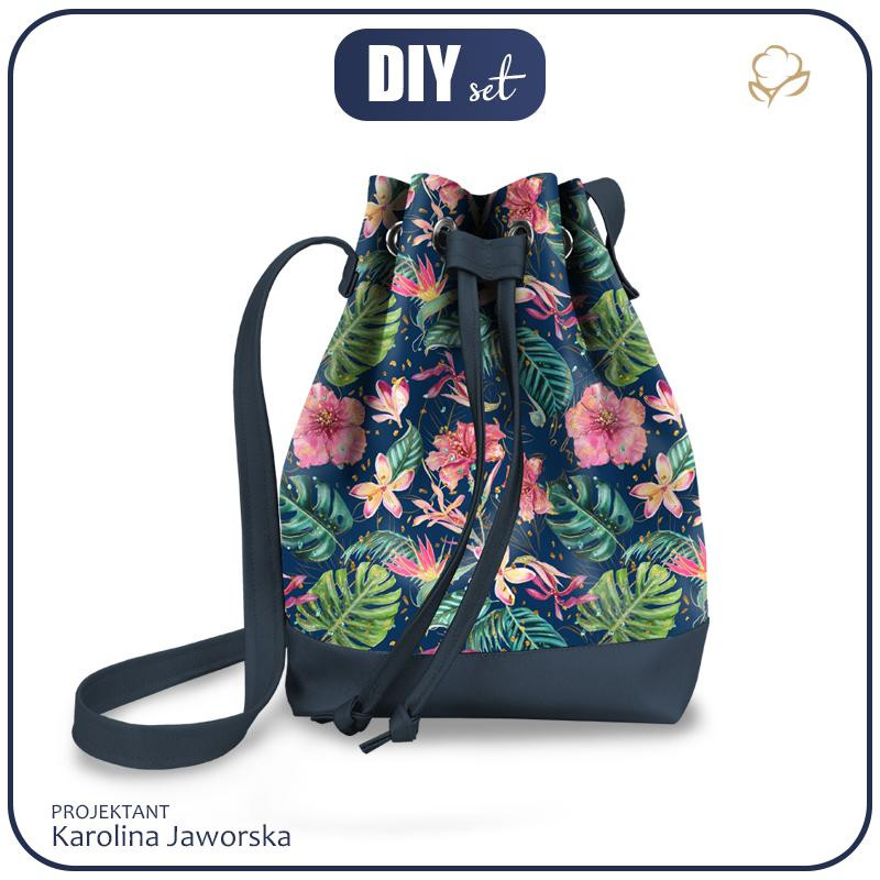 BUCKET BAG - TROPICAL JUNGLE / dark blue