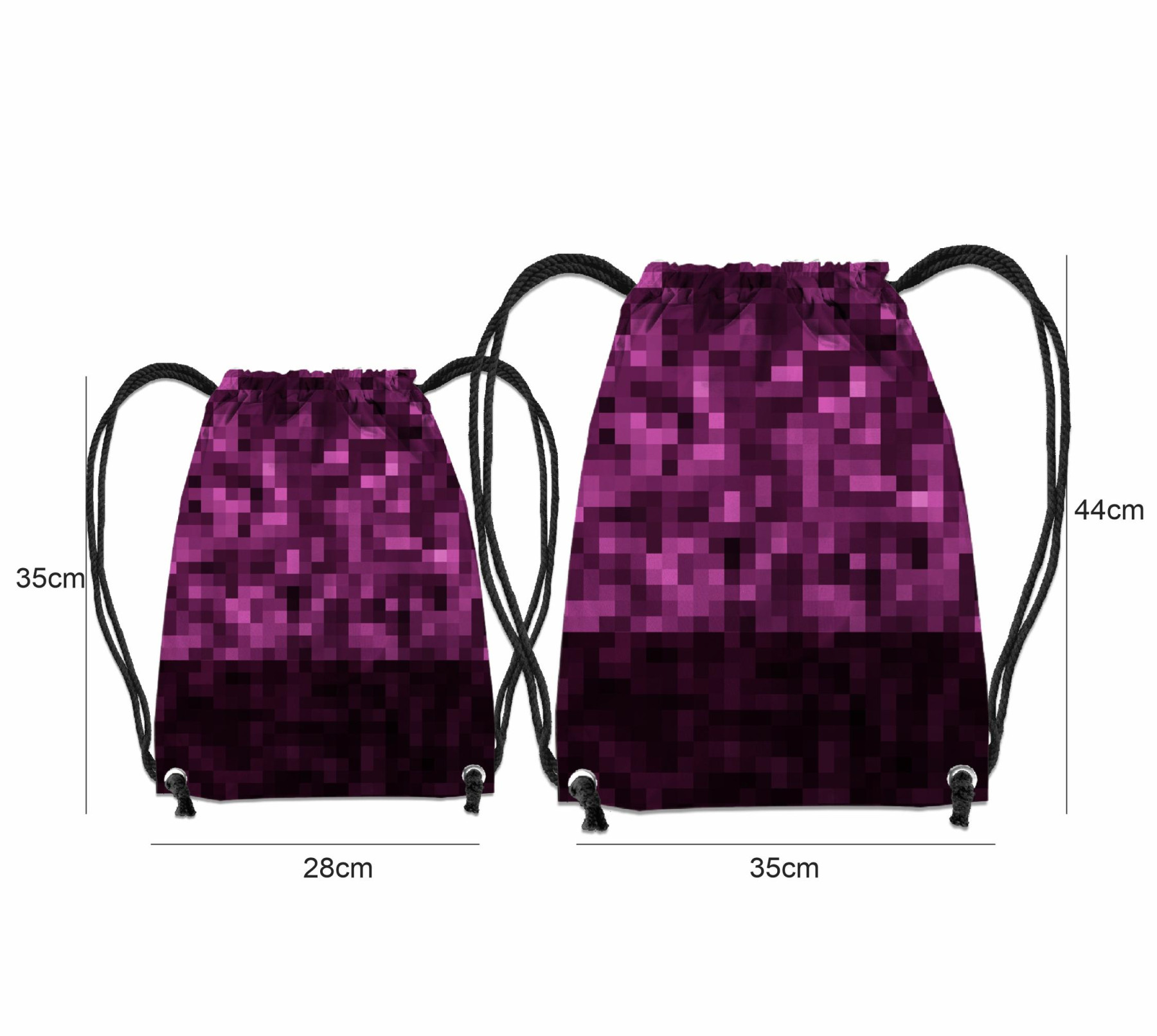 GYM BAG - PIXELS pat. 2 / purple - sewing set