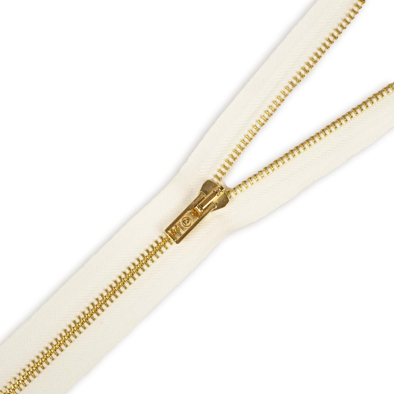 Metal zipper closed-end 14cm – vanilla / gold 