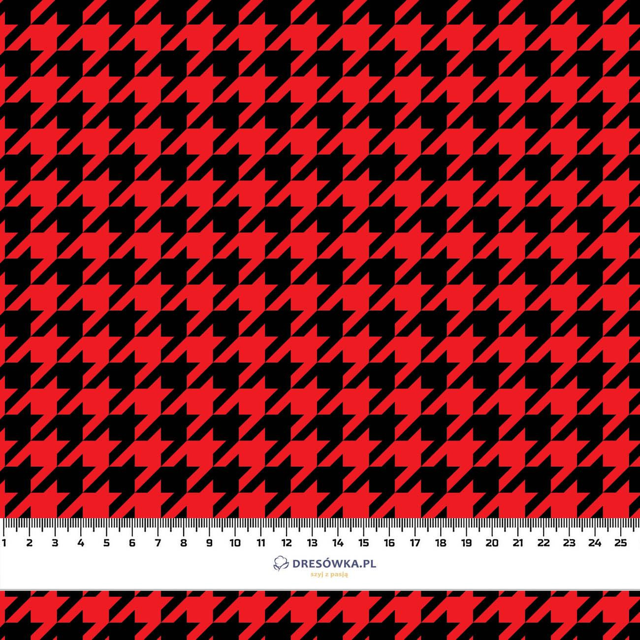 BLACK HOUNDSTOOTH / red - looped knit fabric