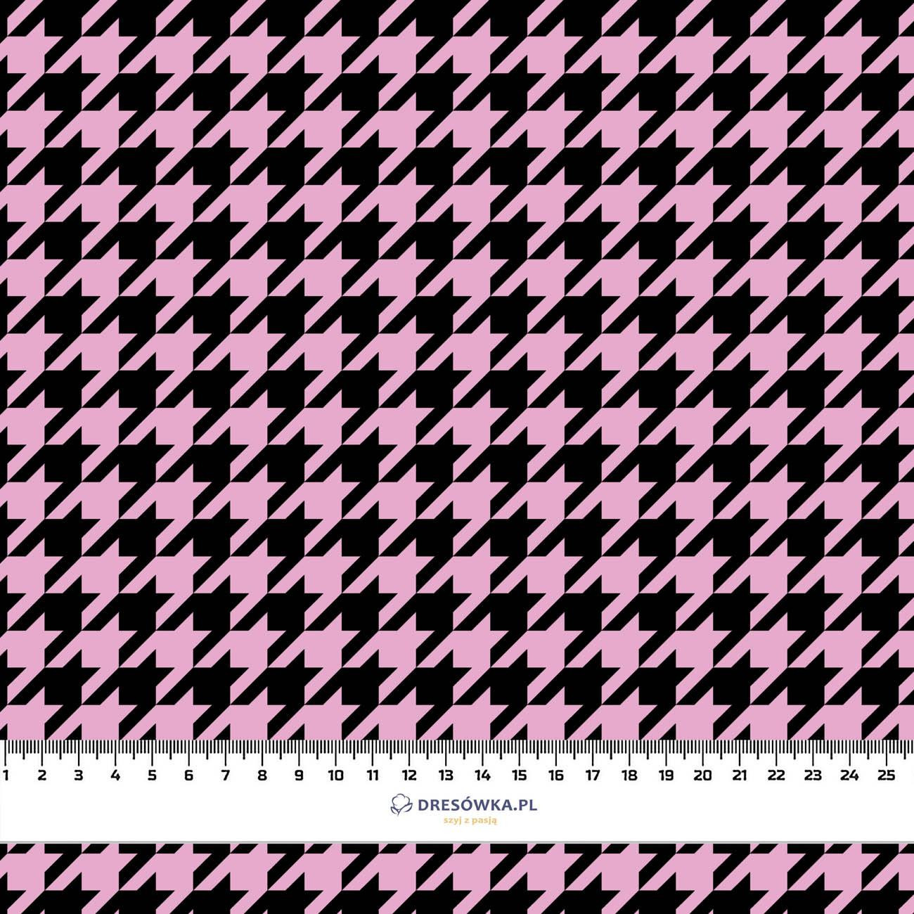 BLACK HOUNDSTOOTH / pink - Waterproof woven fabric