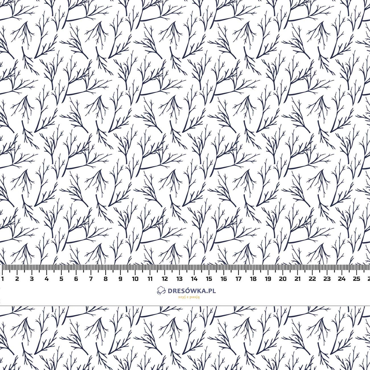 TWIGS pat. 2 (WINTER TIME) / white - Cotton woven fabric