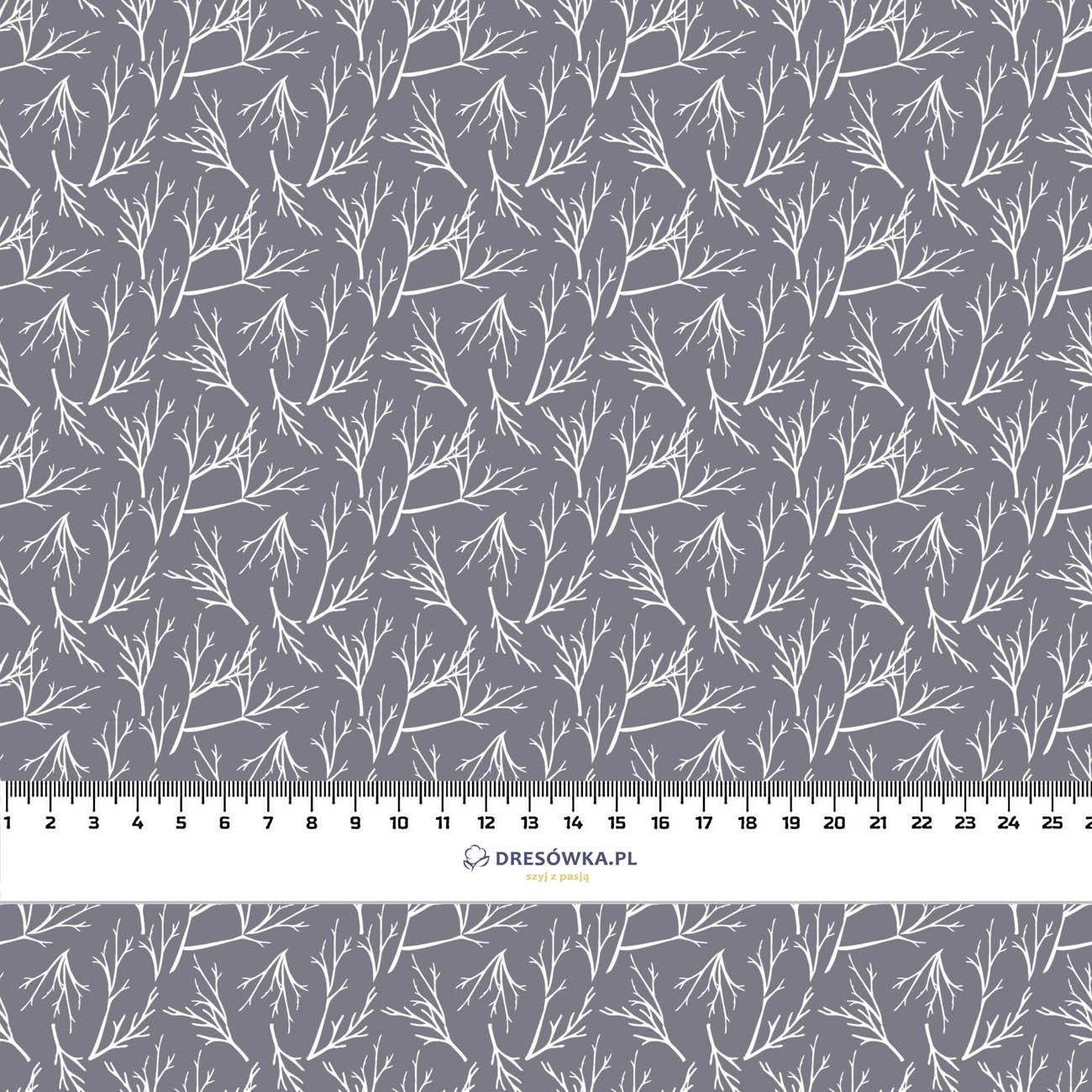 TWIGS pat. 2 (WINTER TIME) / grey - Waterproof woven fabric