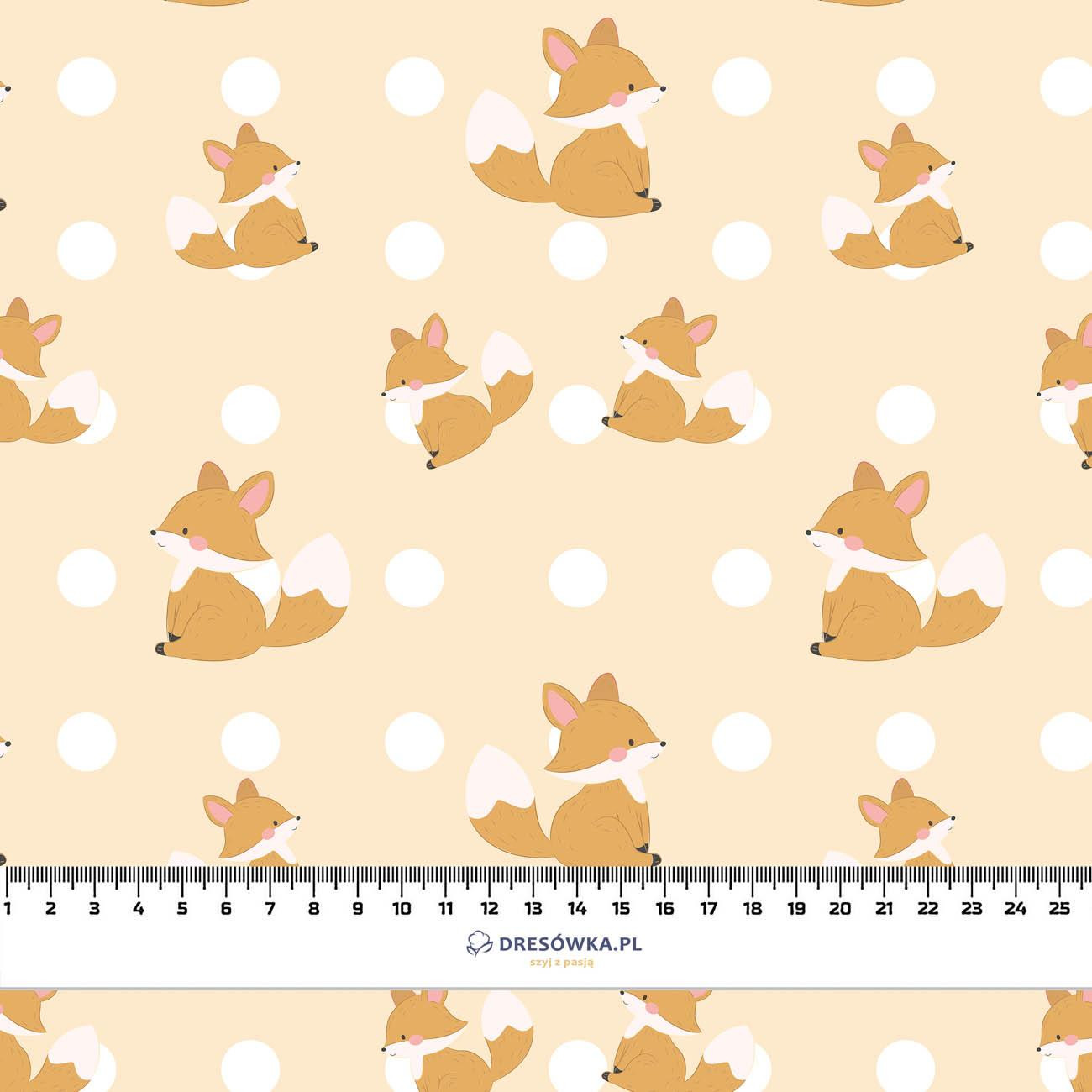 30cm FOXES / polka dots - Cotton woven fabric