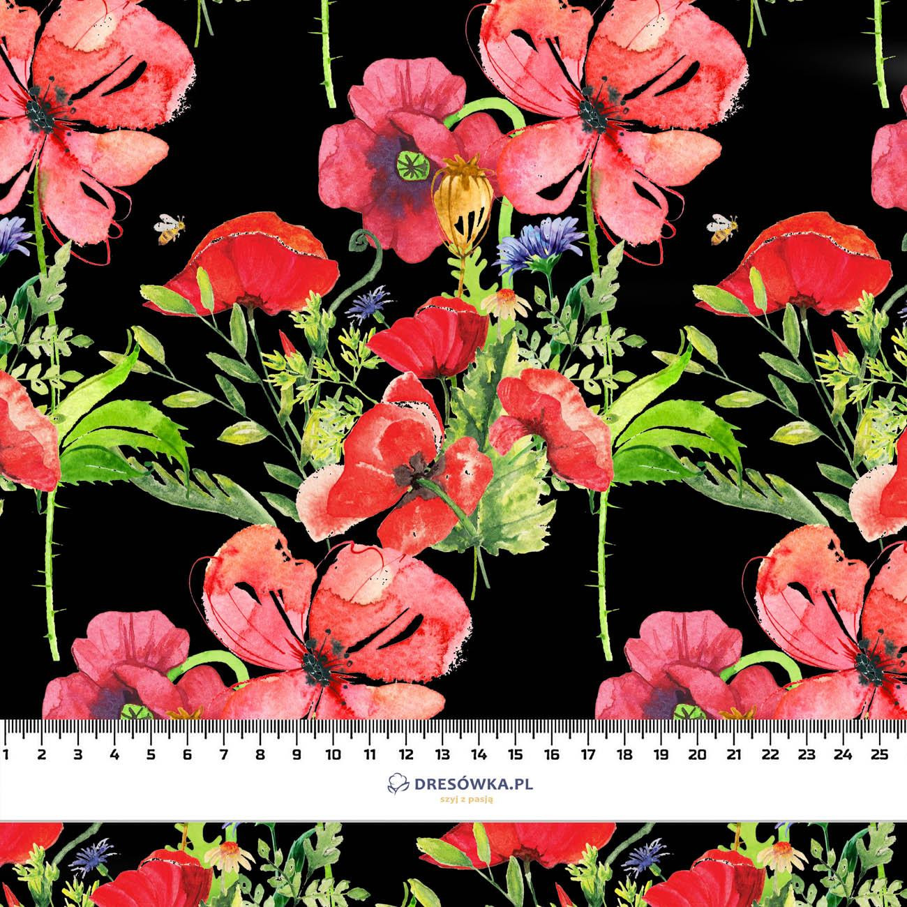 POPPIES PAT. 2 (IN THE MEADOW) / black - Waterproof woven fabric