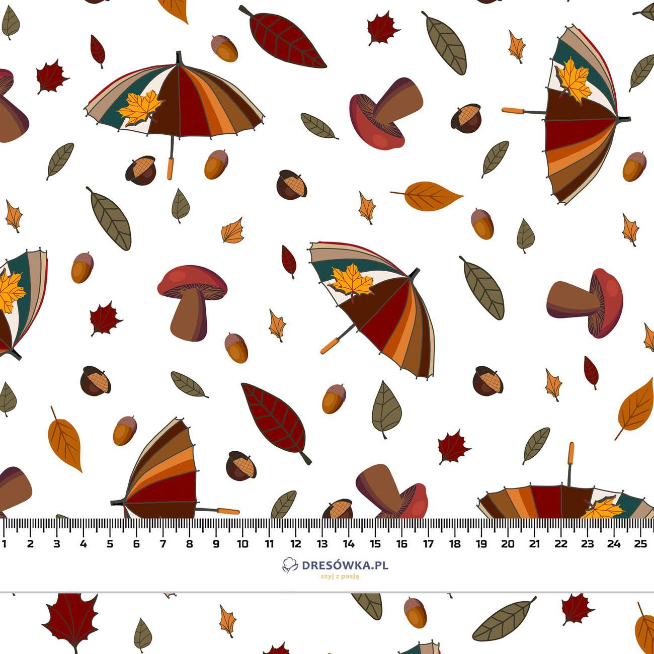 UMBRELLAS AND MUSHROOMS / white (RED PANDA’S AUTUMN) - light brushed knitwear