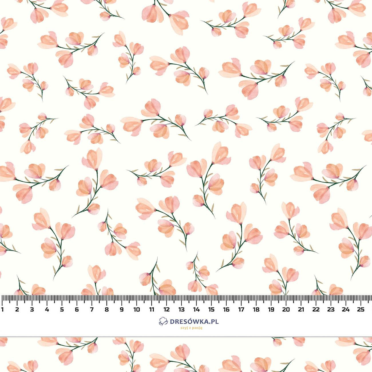 50cm PINK FLOWERS PAT. 4 / white - Cotton woven fabric