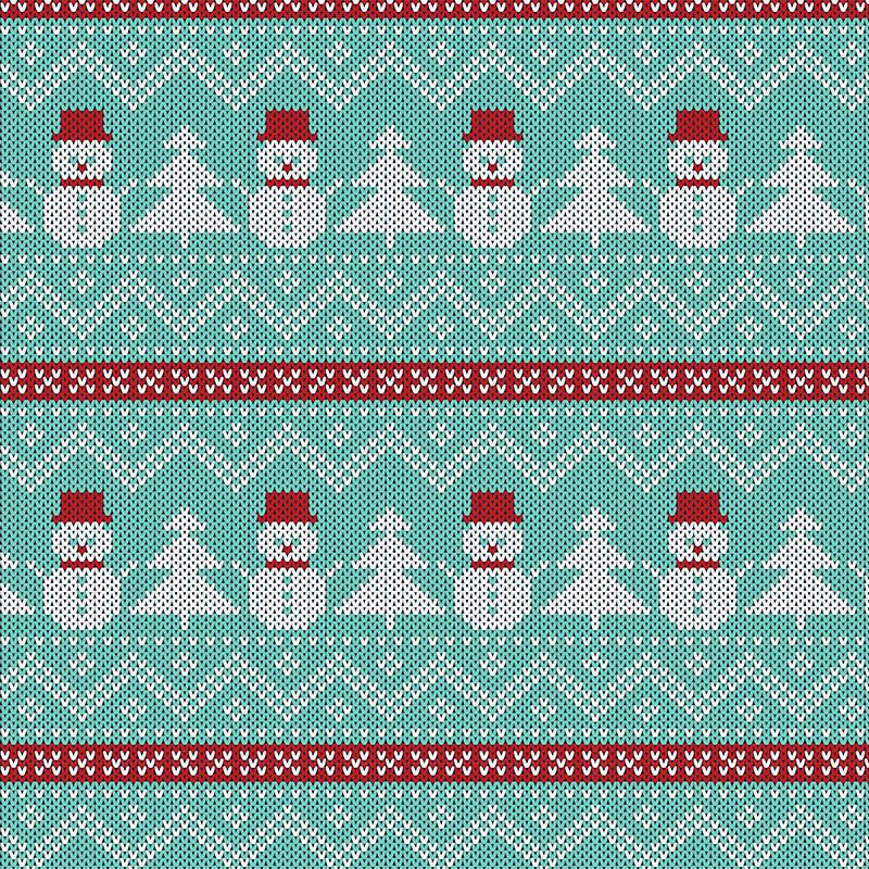 SNOWMEN WITH CHRISTMAS TREES / mint