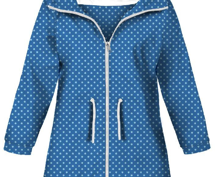 KIDS PARKA (ARIEL) - LIGHT BLUE DOTS / BLUE (PUMPKIN GARDEN) - softshell