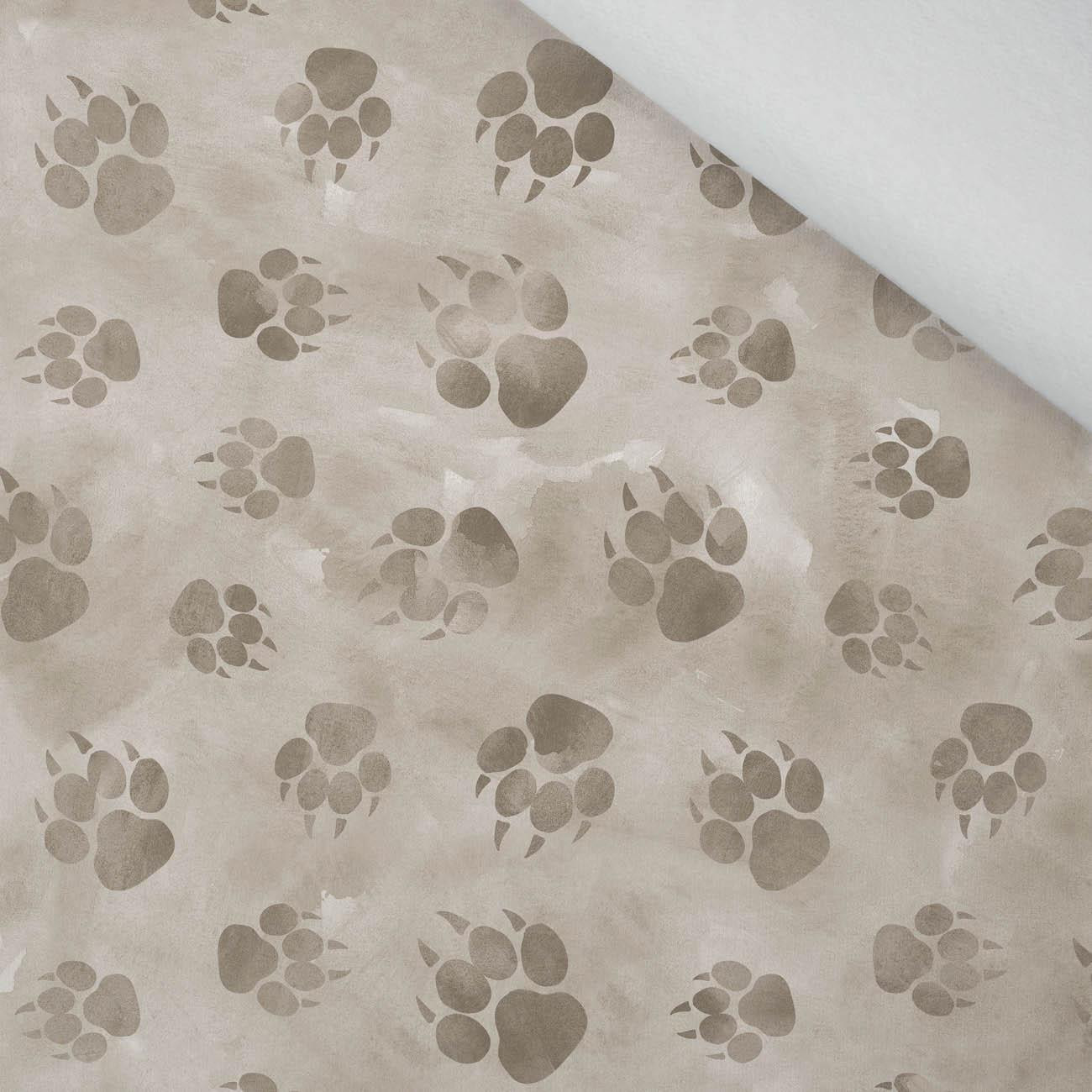 PAW PRINTS / BEIGE (SNOW LEOPARDS) - brushed knitwear with elastane