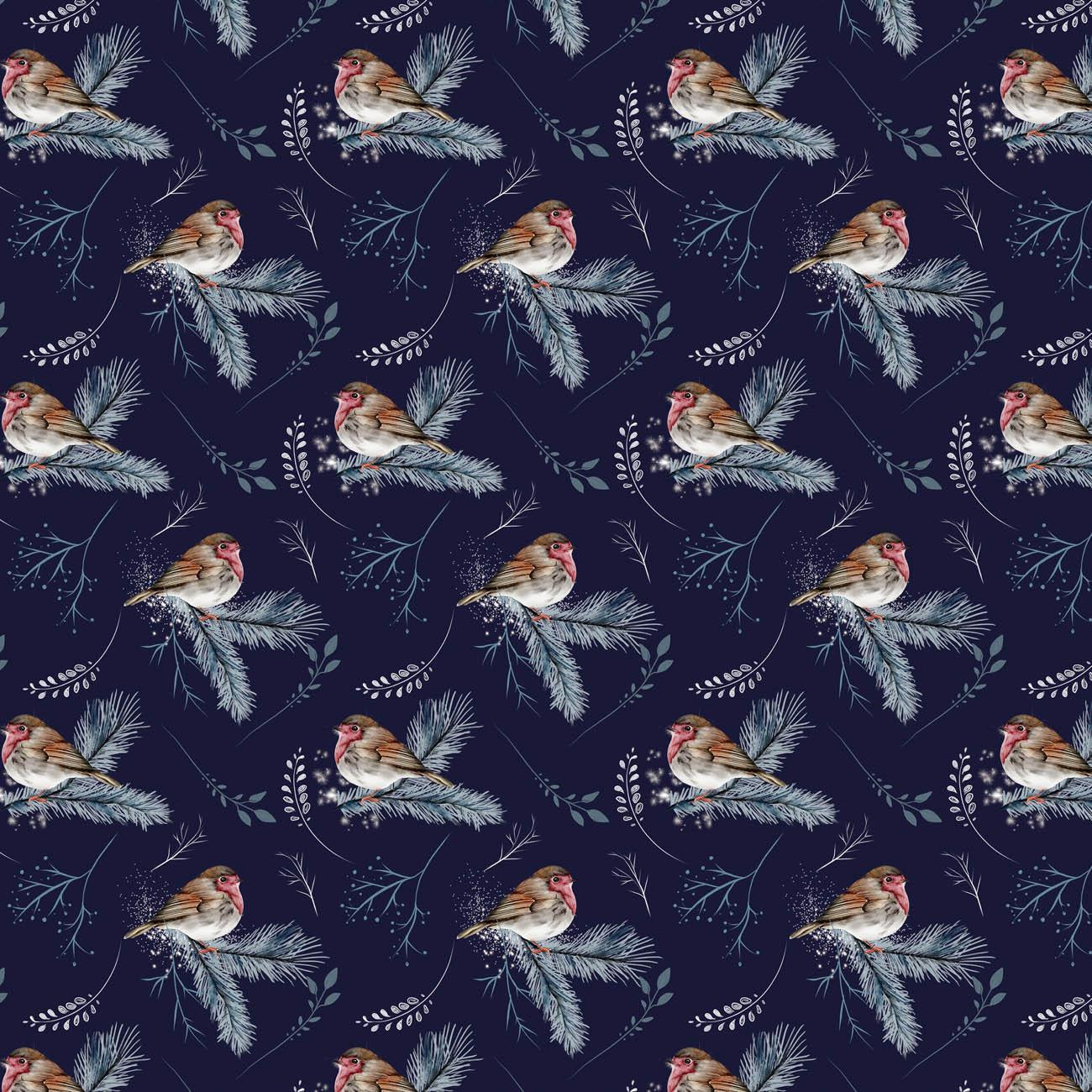 WINTER ROBINS (WINTER IN PARK) - Waterproof woven fabric