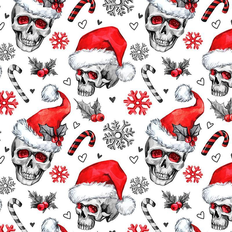 45CM CHRISTMAS SKULLS - Quilted nylon fabric 