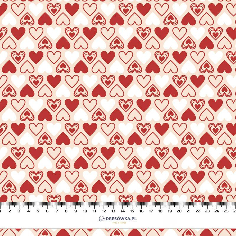 VALENTINE'S HEARTS pat. 2 / beige (VALENTINE'S MIX) - brushed knit fabric with teddy