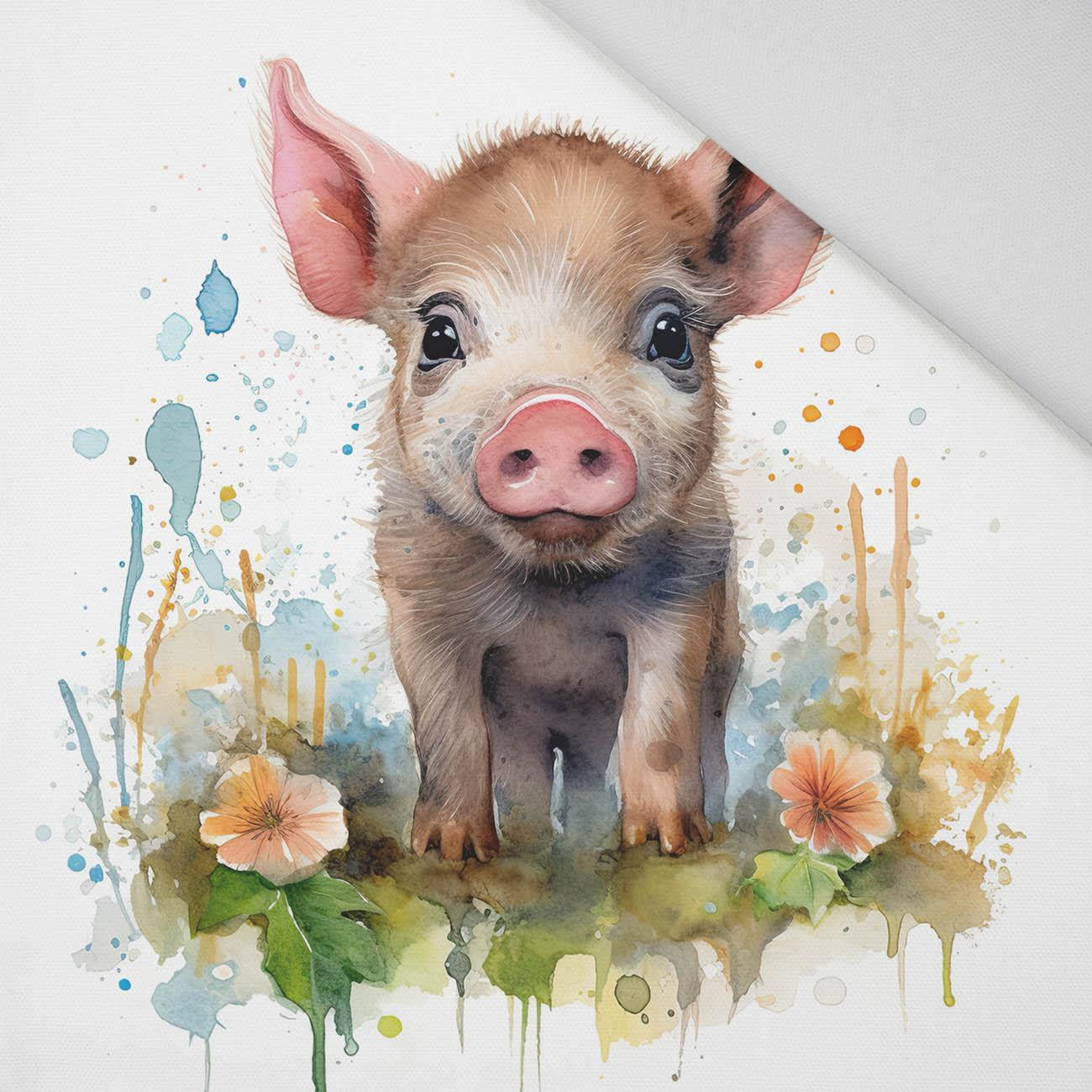 WATERCOLOR PIGGY - panel (60cm x 50cm) Panama 220g