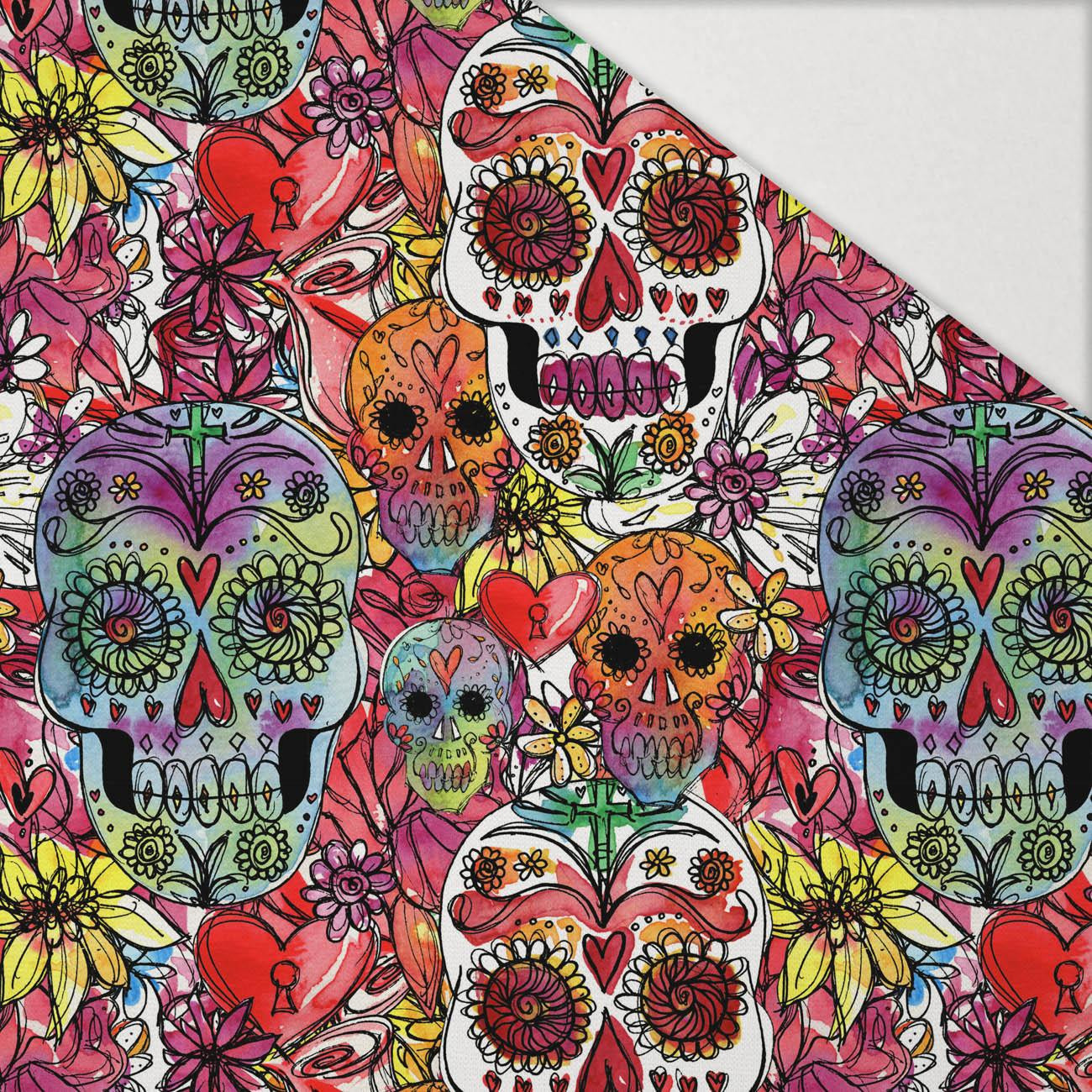 SKULLS pat. 4 / colorful (DIA DE LOS MUERTOS) - Hydrophobic brushed knit