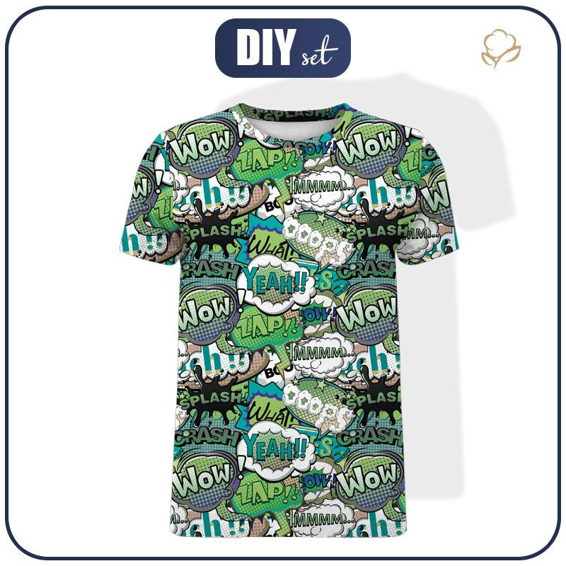 MEN’S T-SHIRT - COMICS (green - blue) - single jersey