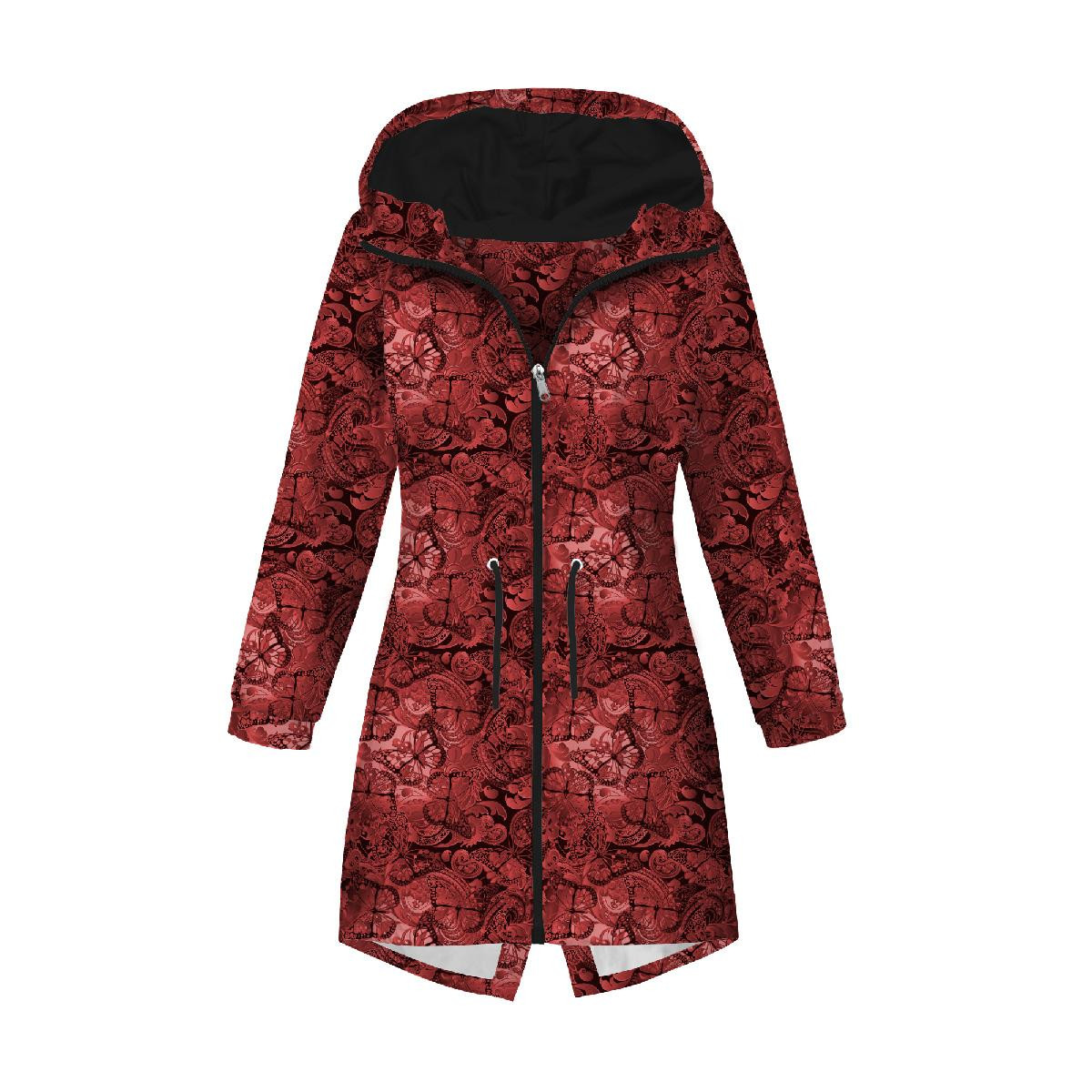 WOMEN'S PARKA (ANNA) - LACE BUTTERFLIES / red - softshell