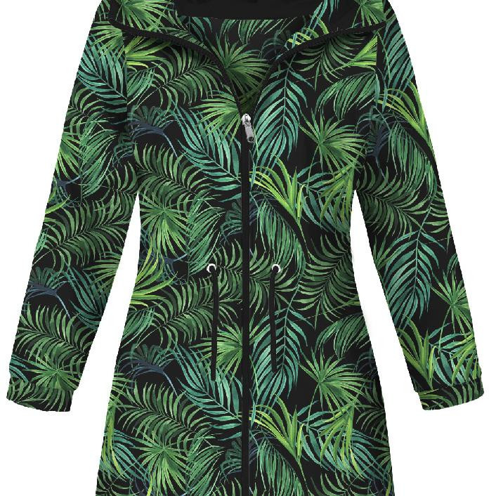 WOMEN'S PARKA (ANNA) - PALM LEAVES pat. 4 / black - softshell