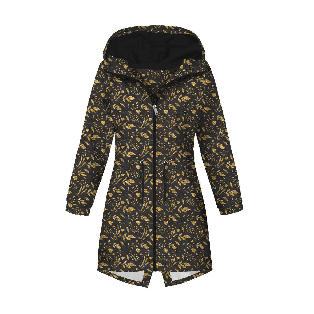 WOMEN'S PARKA (ANNA) - LEAVES pat. 11 (gold) / black - softshell