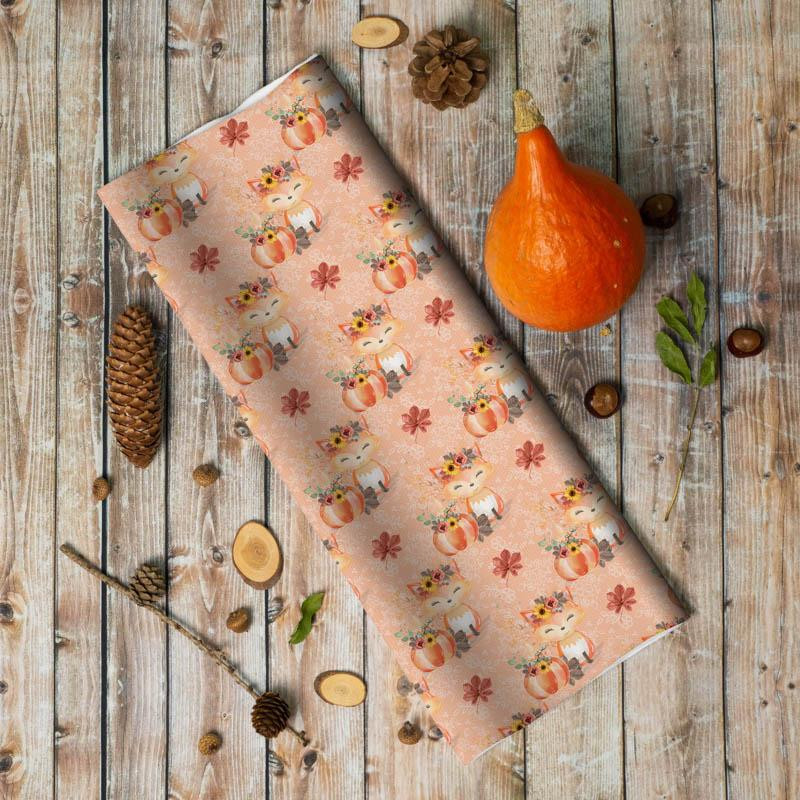 FOXES AND PUMPKINS pat. 1 / orange (FOXES AND PUMPKINS) - Cotton woven fabric