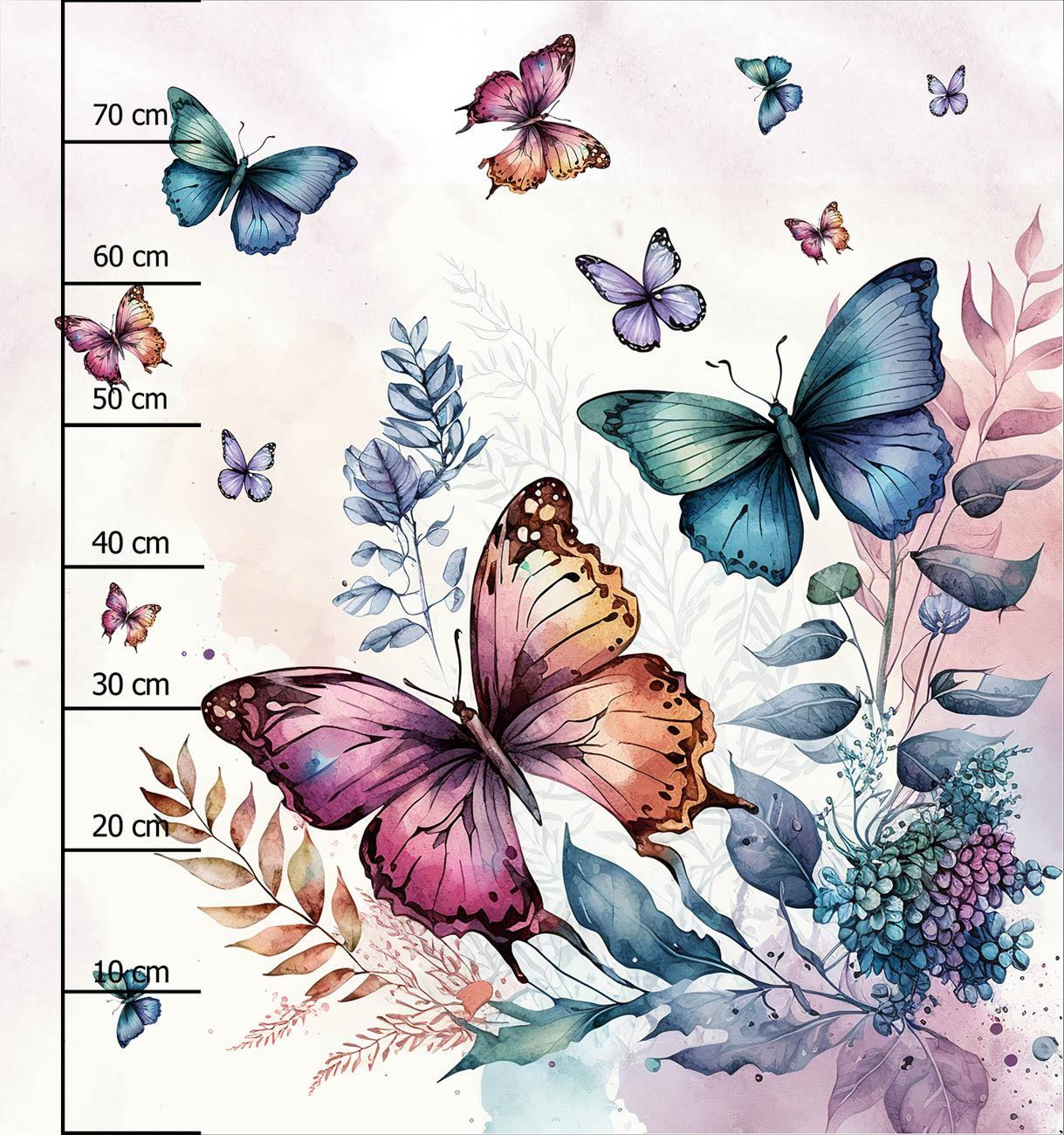 BEAUTIFUL BUTTERFLY PAT. 4 - panel (75cm x 80cm) brushed knitwear with elastane ITY
