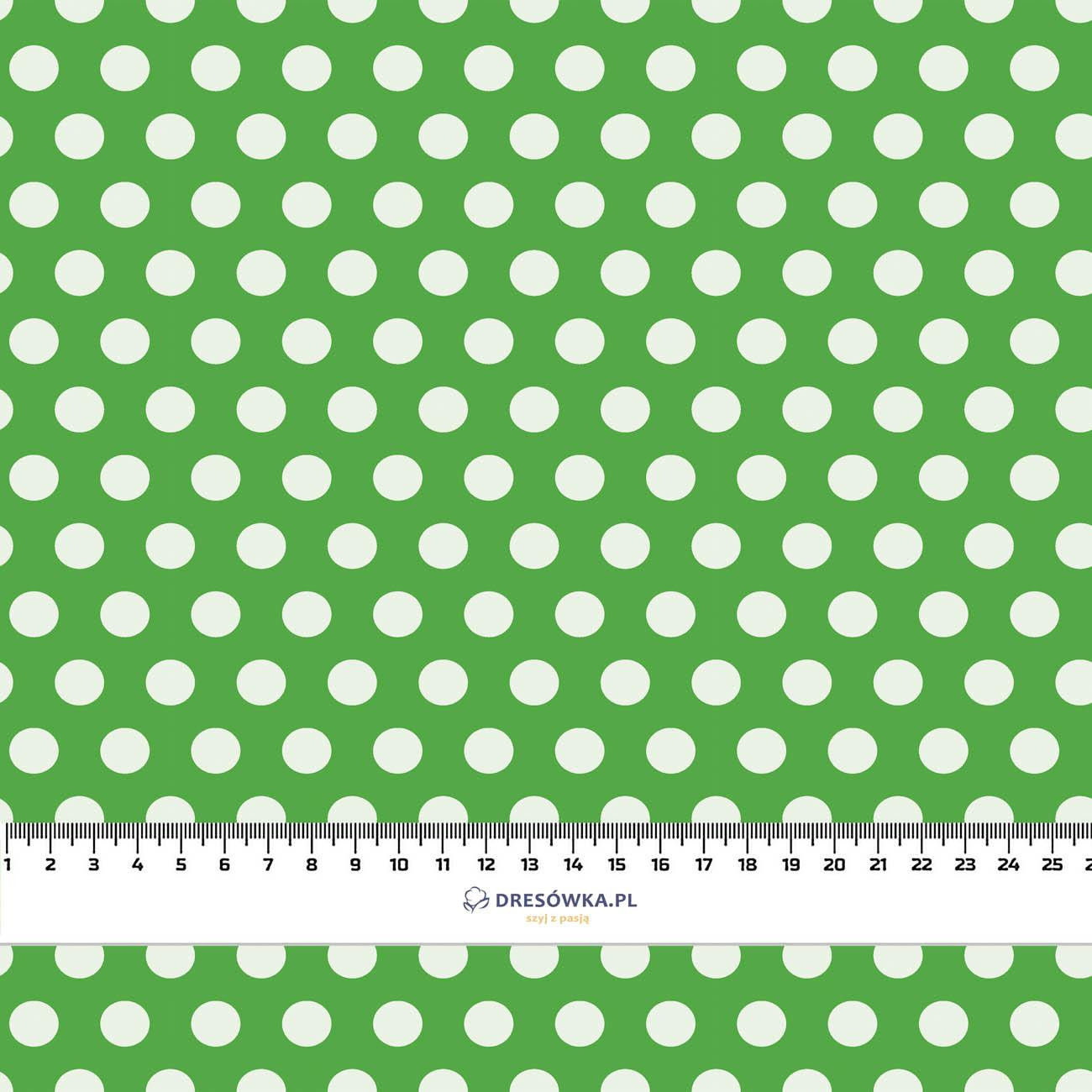 WHITE DOTS / green  - Waterproof woven fabric